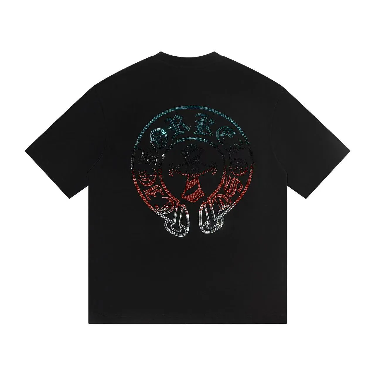 🅿️170 Style: 2025 new Croix heart hot diamond short-sleeved T-shirt Material: high version 300g double yarn combed cotton Size: S～XL Color: black Style number: Z028
